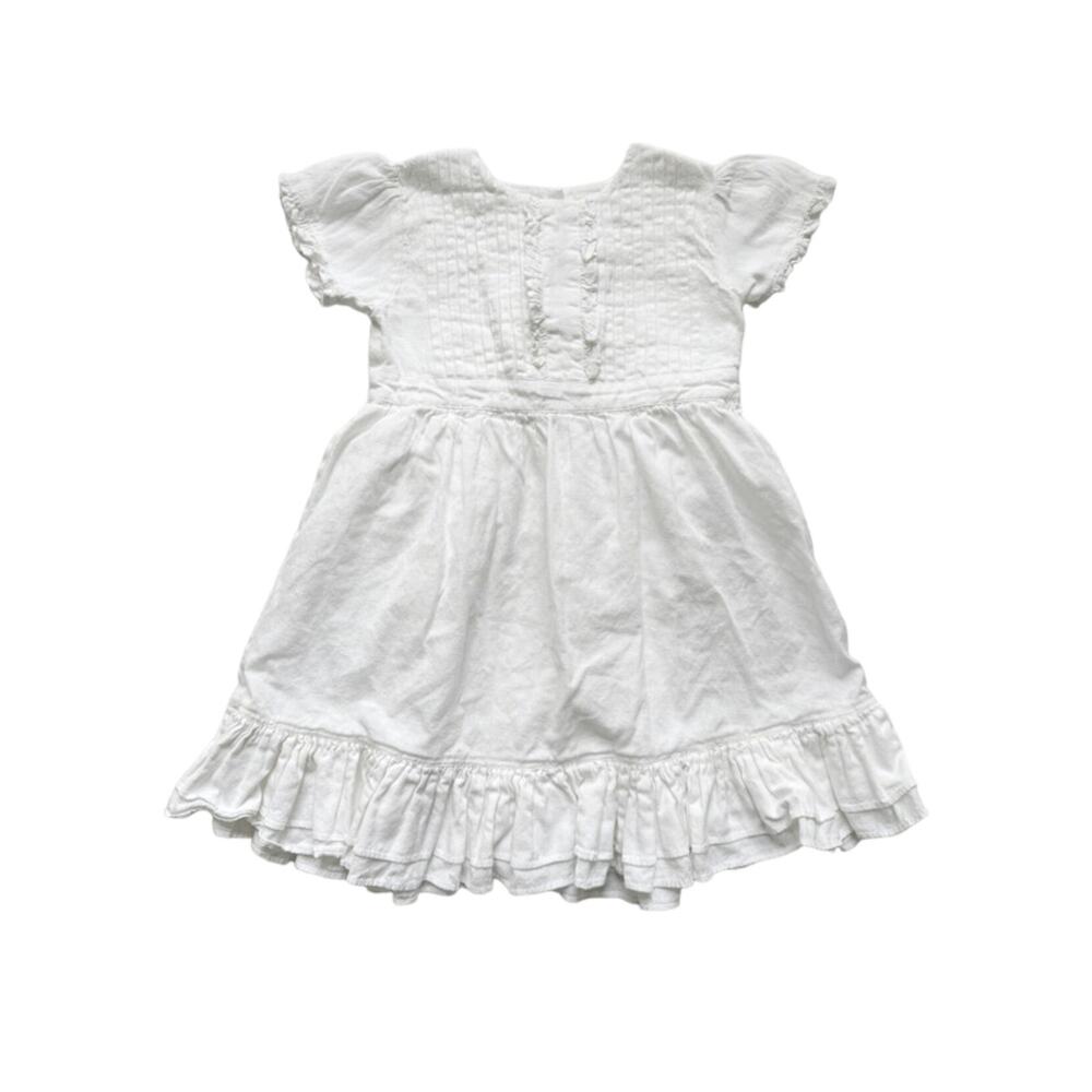 Lemon + Lucy White Linen Ruffle Dress Size 4/5